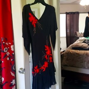 Flowy party black dress